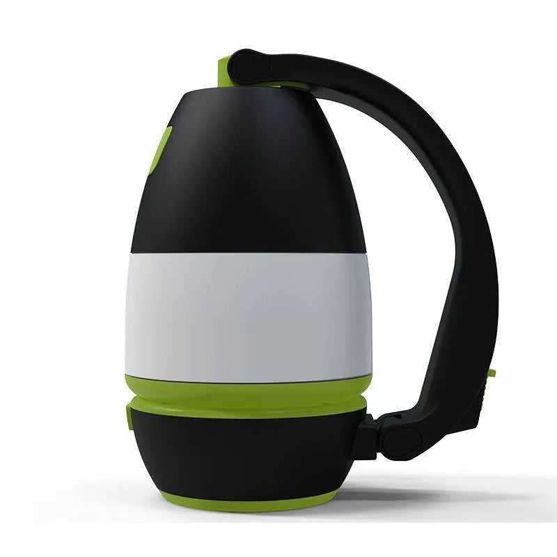 Black green 3-in-1 multifunctional LED table lamp with adjustable head and USB charging port.