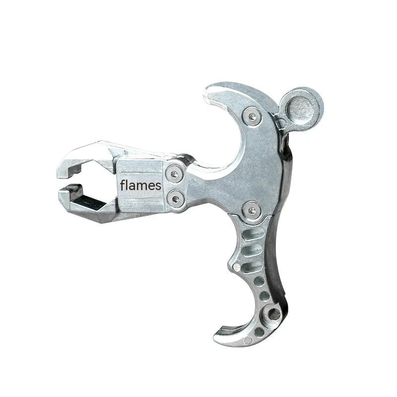 Zinc alloy archery release aid showing its two-axis harpoon clip for bowstring connection