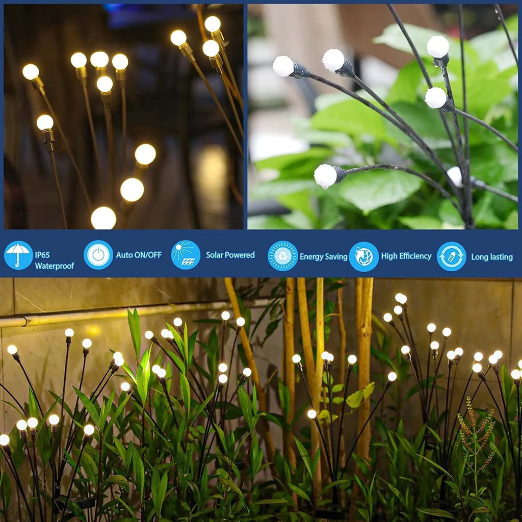 Solar-powered LED garden spike light with stainless steel ground plug stuck in soil.