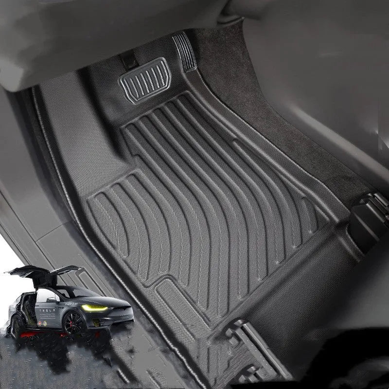 Tesla Model X waterproof TPE car floor mats and rubber boot liner set for 2016-2023 models
