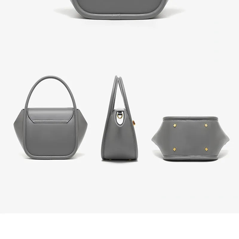 Cow leather wing shape tote bag with cross-body strap in one of four colour options