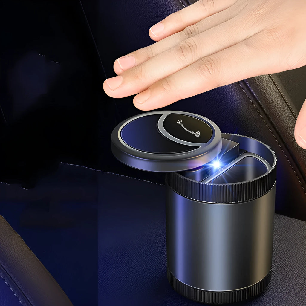 Vehicle mounted automatic sensing ashtray with USB power in black, blue, grey or red colours