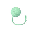 Colourful cat toy ball with rope attachment and built-in bell for interactive play