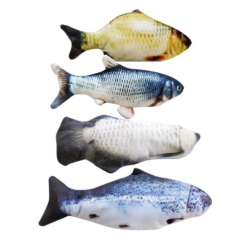 30cm electronic jumping fish cat toy with USB cable in multicolour fish designs