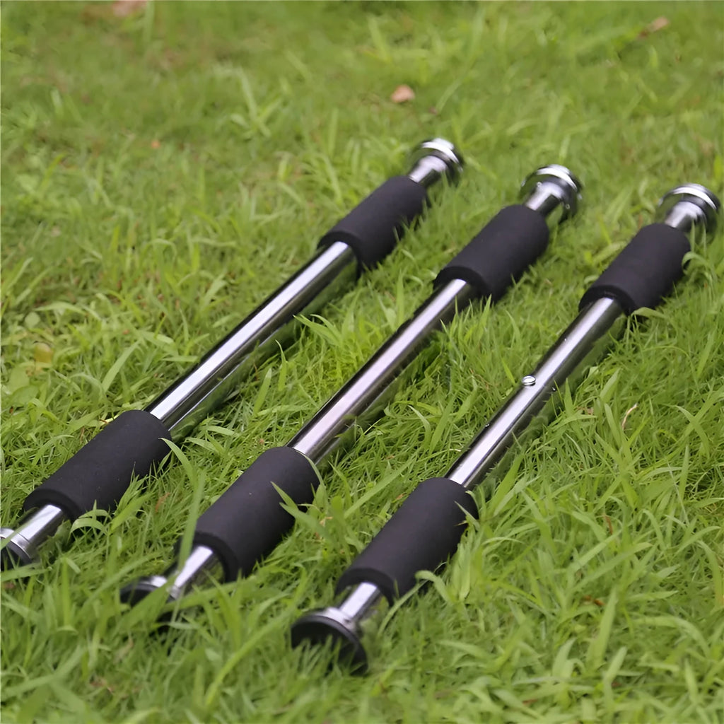 Adjustable steel pull-up bar extended to maximum 100cm width for door frame installation