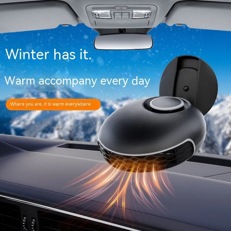 Black ABS plastic car warm air blower heater with power cable for 12V or 24V vehicle defrosting