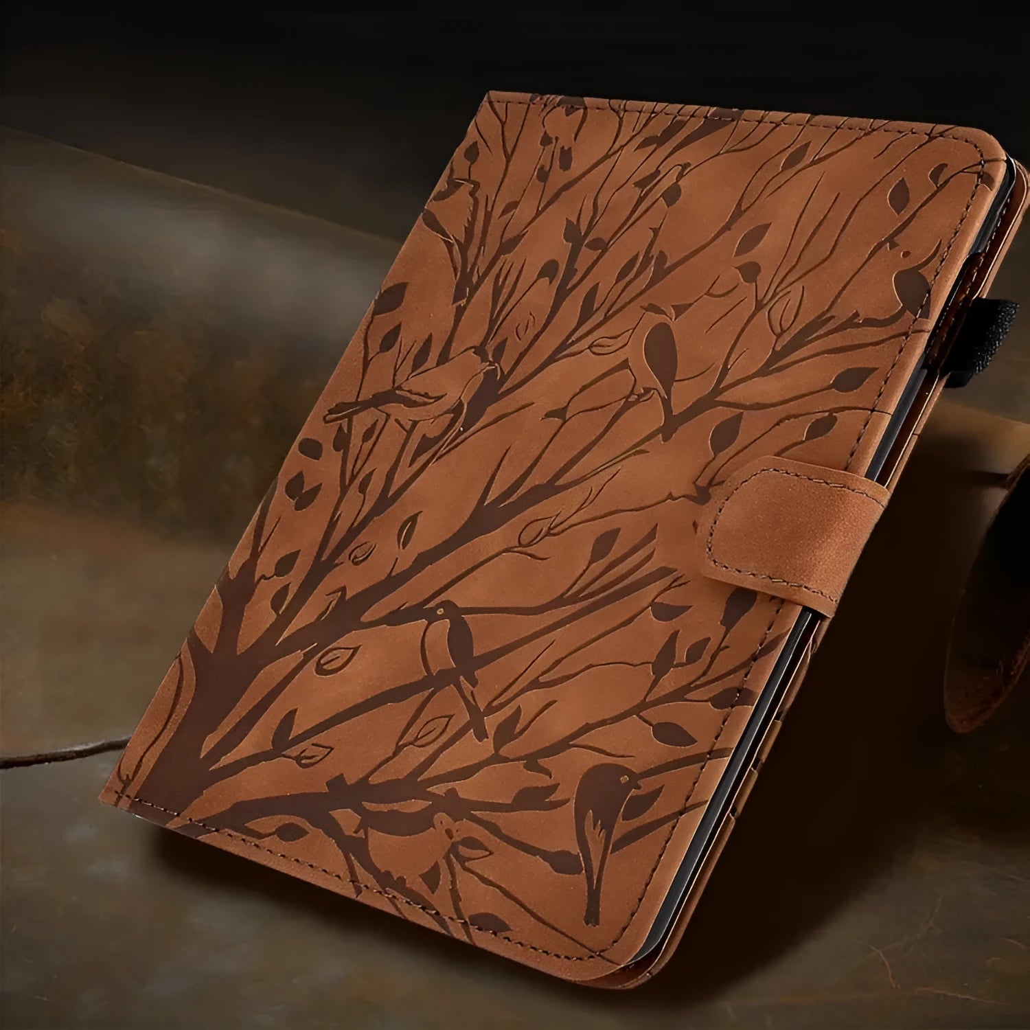 Imitation leather tablet protective case in multiple colours with a built-in bracket stand.