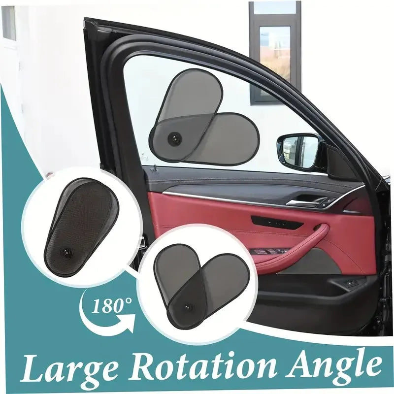 Breathable adjustable car side window shade with suction cups for baby sun protection.