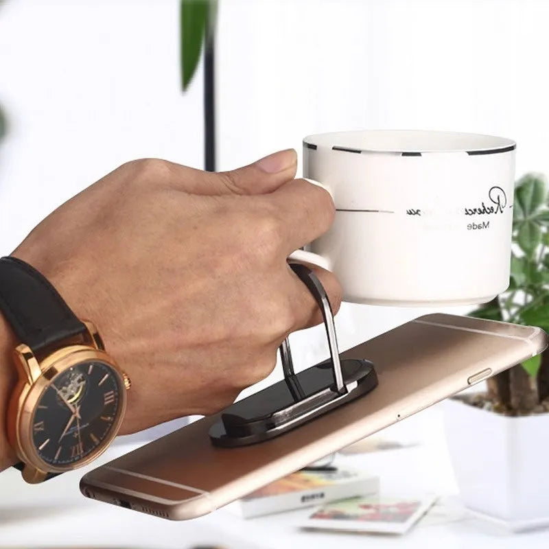 2 in 1 USB plasma lighter and mobile phone holder in aluminium alloy, black ice colour, with ring buckle and USB charging cable