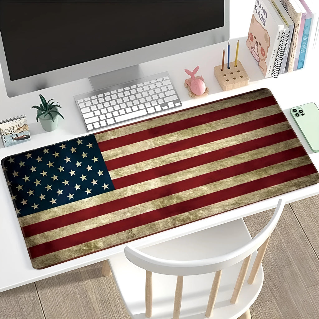 Large natural rubber computer desk pad with non-slip backing showing one of seven pattern options