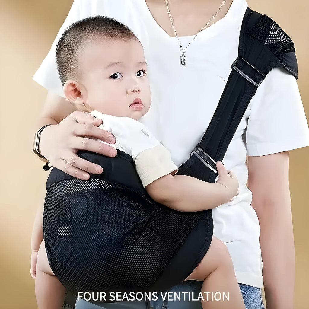 Cloth baby waist stool carrier in grey colour with adjustable waist strap