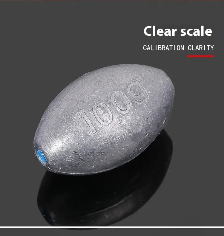 Olive-shaped fishing sinker with scale texture and plastic core construction for sea fishing