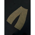 Men's khaki-coloured straight-leg cotton trousers laid flat, showing American retro casual style.