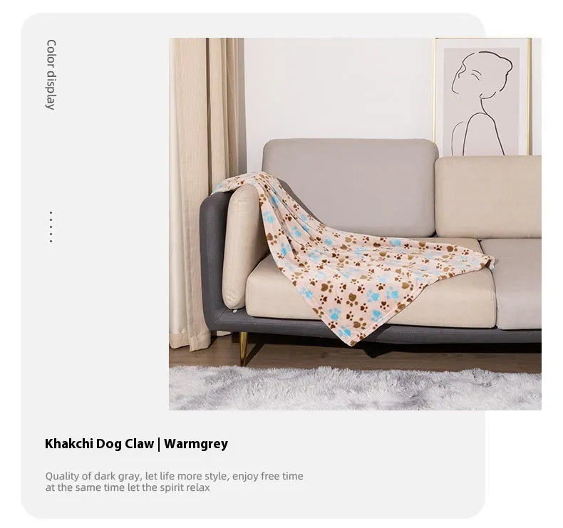 Blue Dog cartoon pattern double-sided flannel pet blanket laid flat, showing its 100x120cm size.