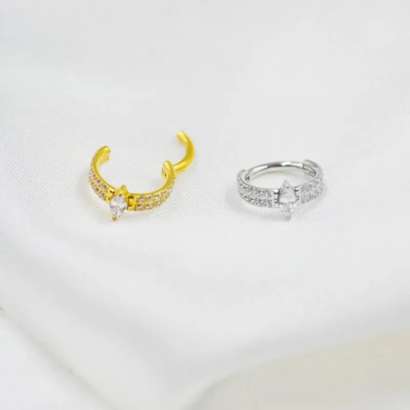 316 stainless steel heart earrings with diamond-treated zircon in silver or gold colour