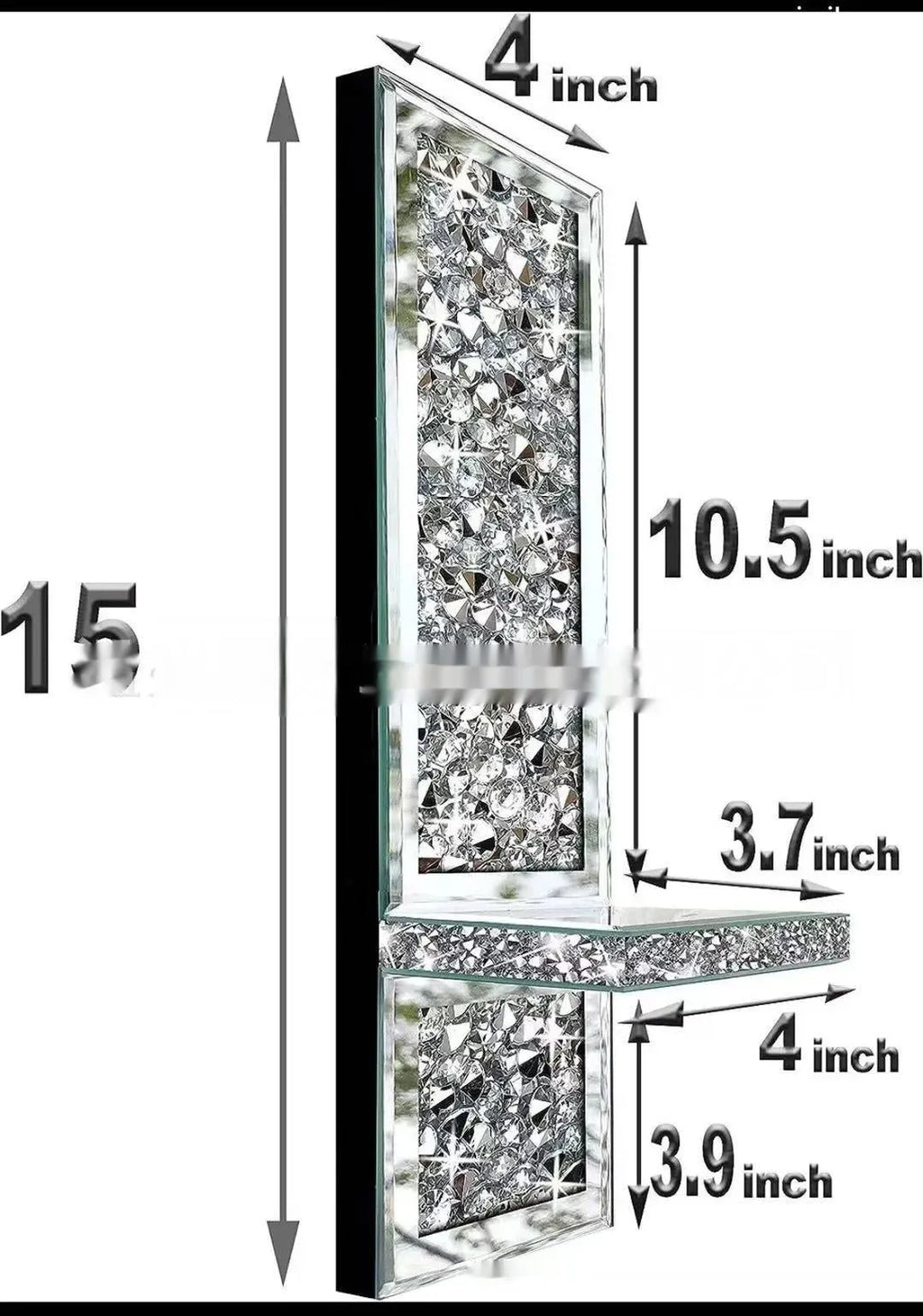 Pair of silver mirror glass candle holders for wall mounting with modern design