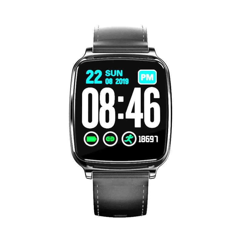 M8 smart bracelet in black showing zinc alloy body and touch screen on a wrist.