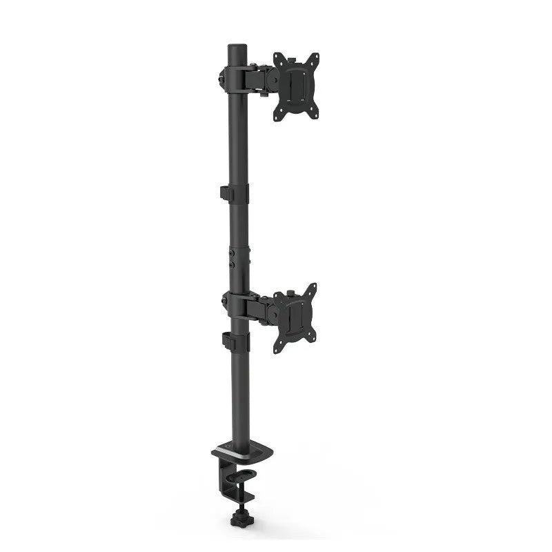 Silver computer monitor lifting rotating bracket on a desk for 13 to 32 inch screens