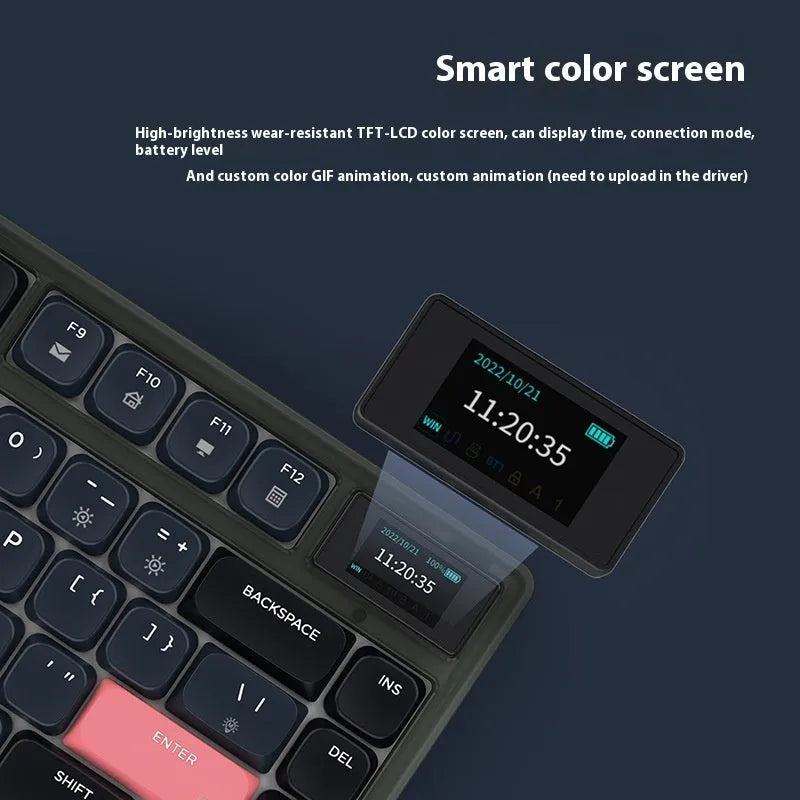 Ajazz AK832PRO three-mode mechanical keyboard in green or tea colour with RGB backlight