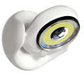 White Atomic Angel induction lamp with dimensions 13.3cm wide by 9.8cm deep by 15.8cm tall