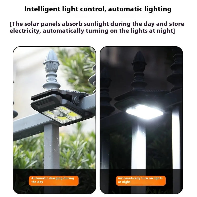 Compact motion-sensing clip lamp with white ABS housing mounted on shelf edge