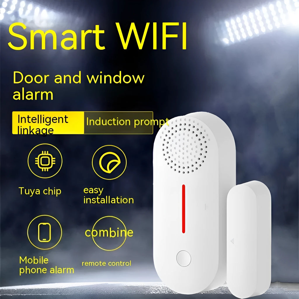 WiFi door magnetic sensor alarm for smart home security with acousto-optic alert