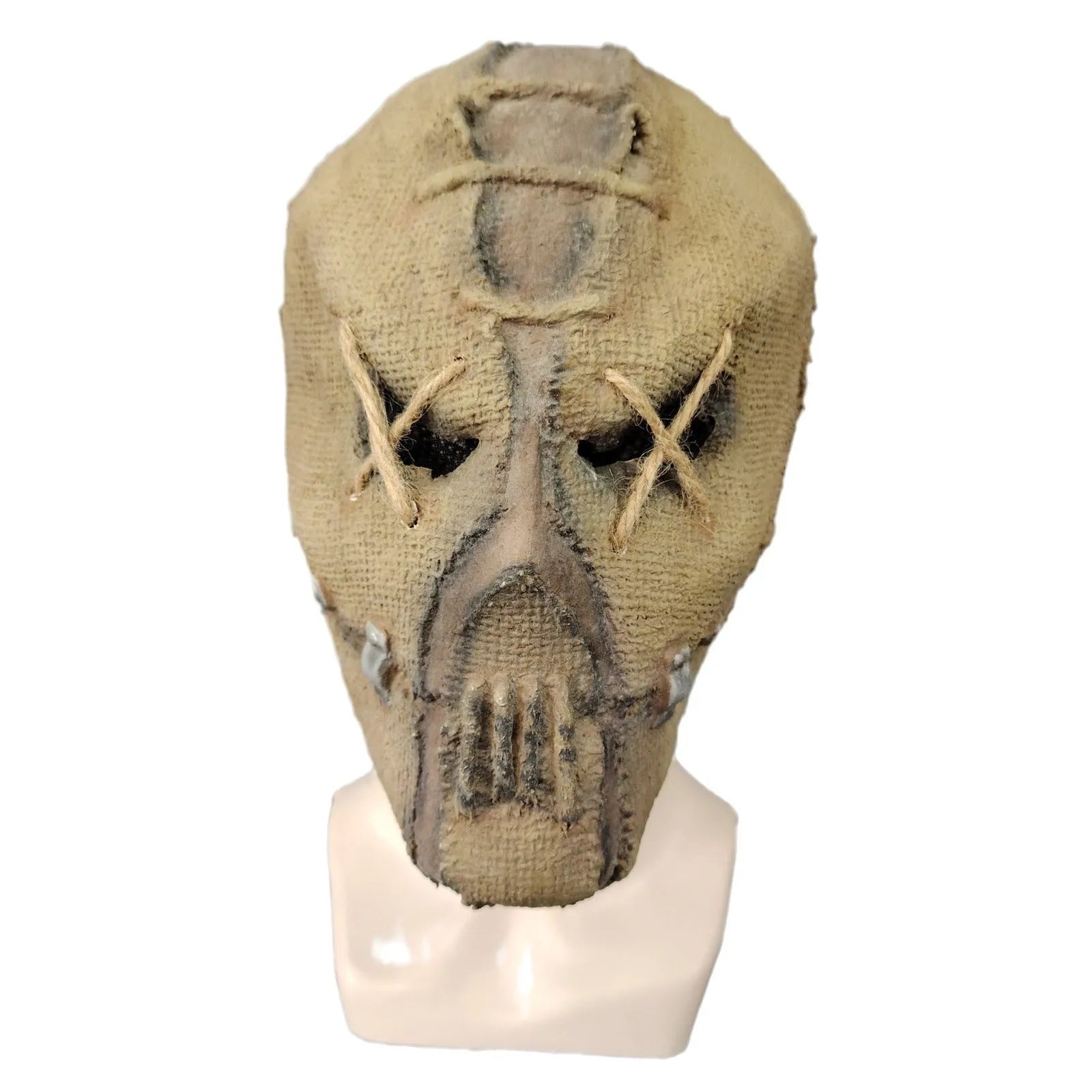 Latex horror mask head cover with scar skull modelling showing full head coverage