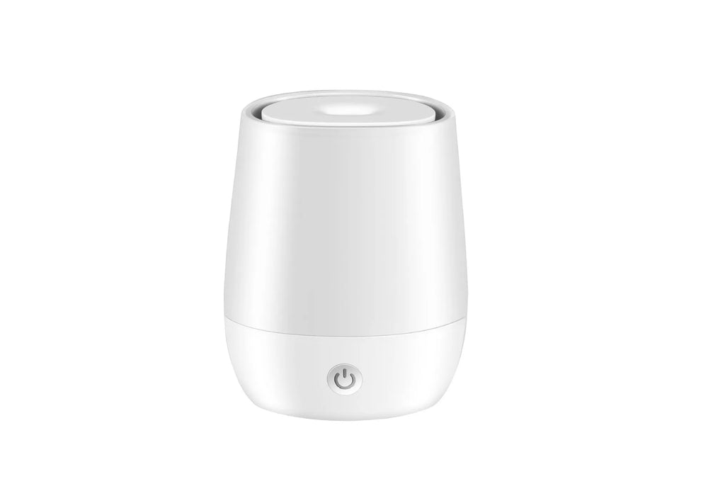 White mini USB flame humidifier aromatherapy machine with LED flame simulation effect