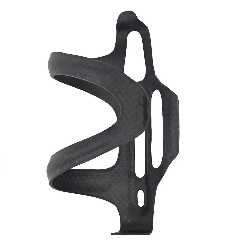 Black all-carbon fibre side pull water bottle cage for road and mountain bikes.