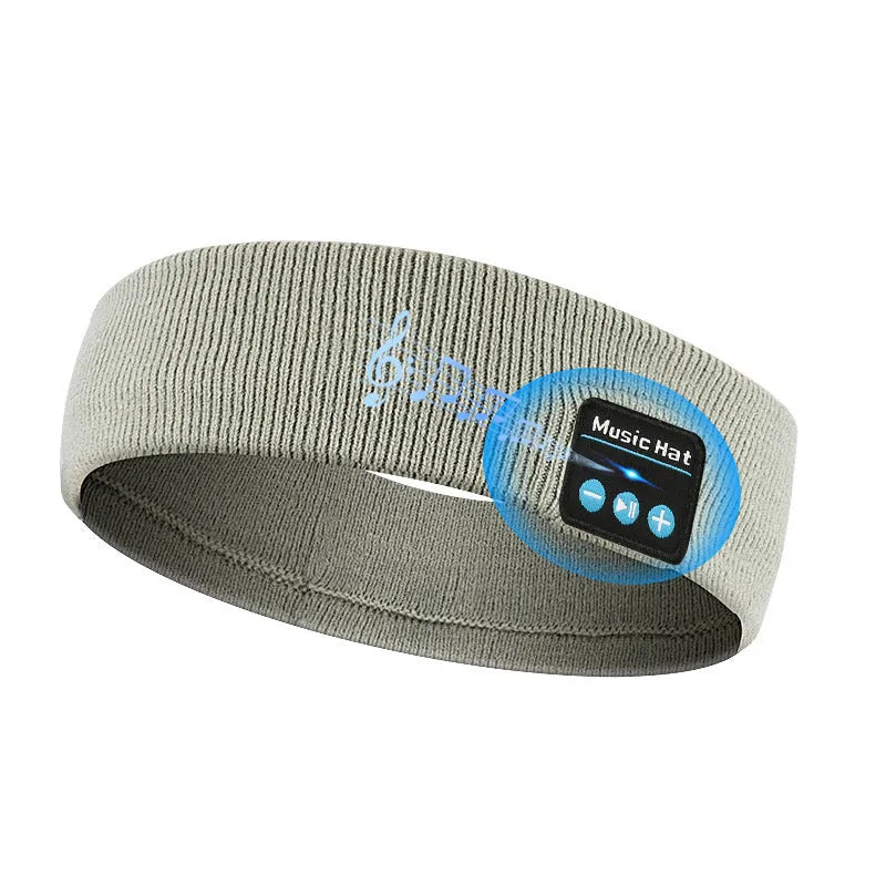 Bluetooth 5.4 sports headband with removable washable fabric and integrated wireless earphones