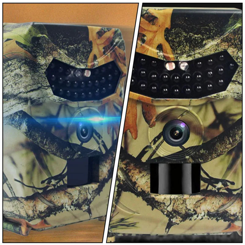 Yellow brown 16MP hunting game camera with infrared night vision for outdoor wildlife monitoring
