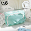 Double layer pencil case in solid colour with gift handle, dimensions 215mm x 135mm x 85mm