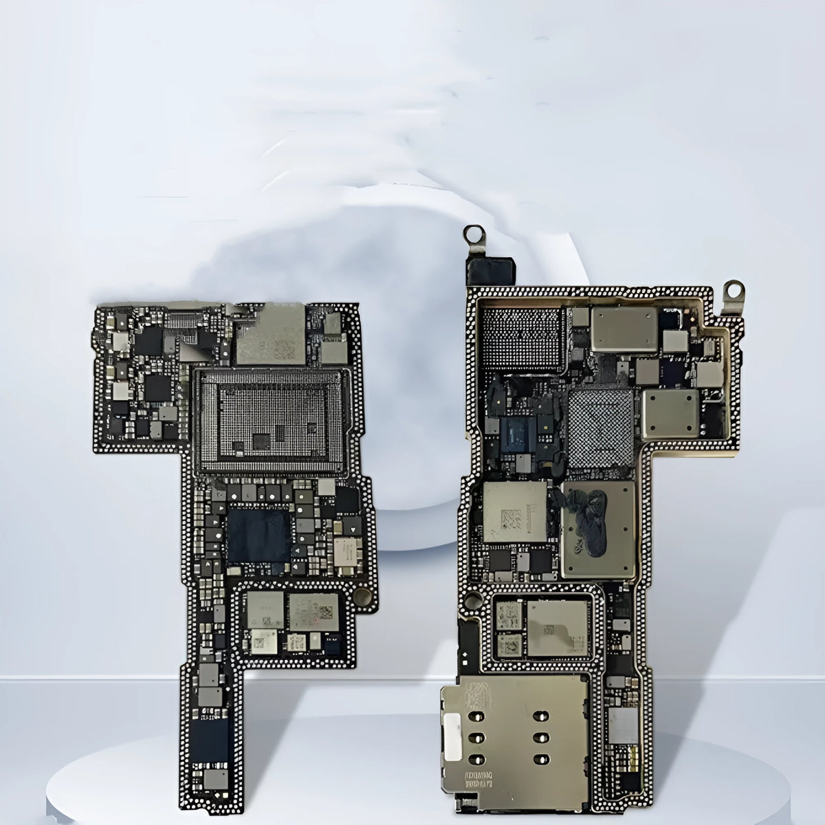Silver-coloured iPhone logic board replacement part for 12 series models