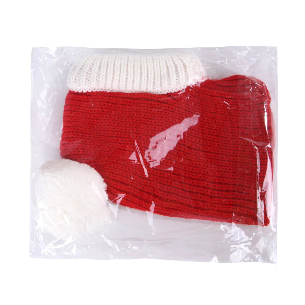 Red wool dog headgear with tie-dye pattern for Halloween and Christmas, available in sizes S, M, and L.
