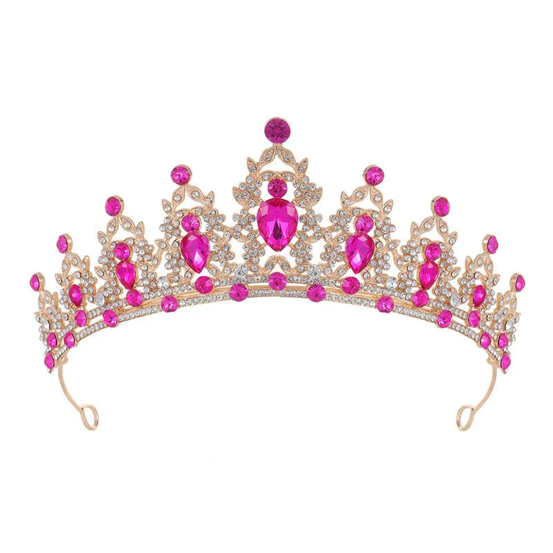 Baroque crown style bride headdress with rhinestones on an alloy base.