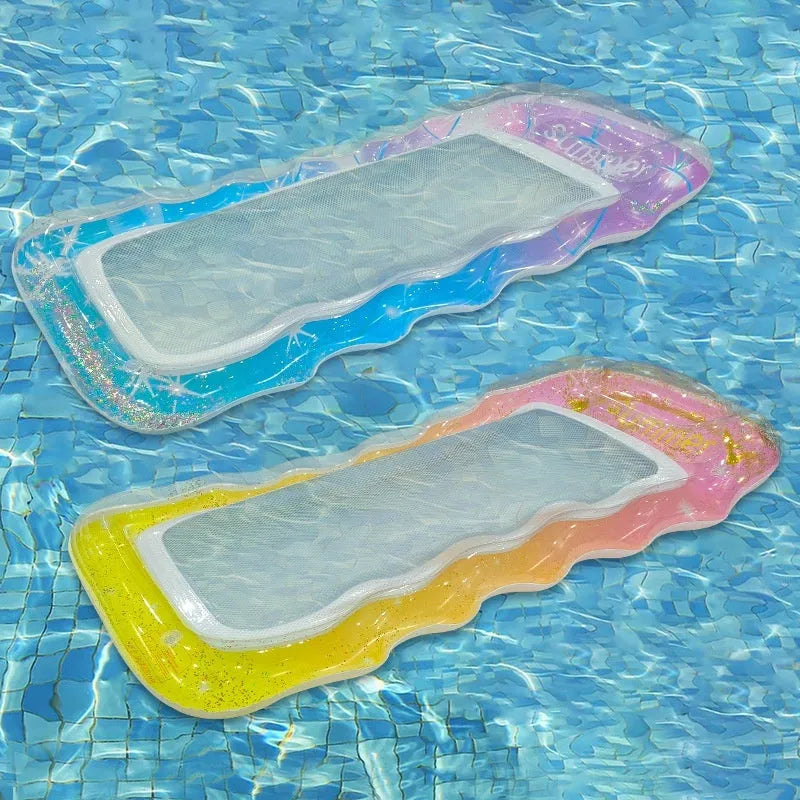 PVC inflatable floating row with sequins in gradient colours for pool and beach use