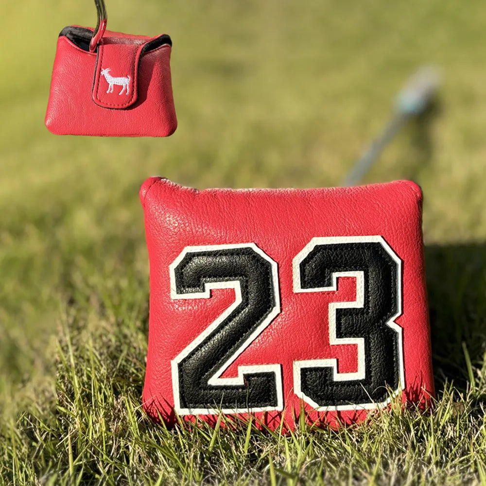 Ram golf headcover set showing chicken leg, 1, 3, 5, UT, and square putter covers in chosen colour.