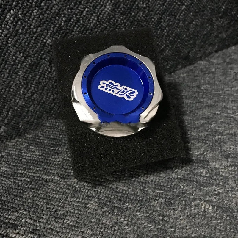 Aluminium alloy oil filter cap for Honda cars in red, blue, silver, black, purple, and gold colours.