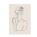 Boho abstract lines canvas wall art with animal figure design in spray painting technique