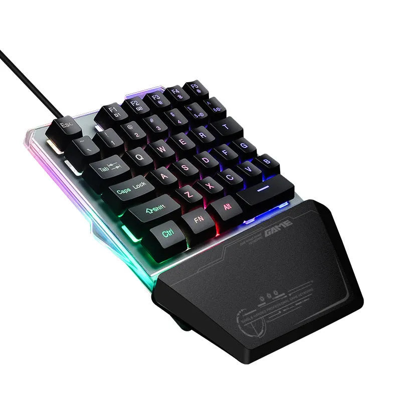 G40 Flow Colour black one-handed mechanical keyboard with RGB backlighting and USB cable
