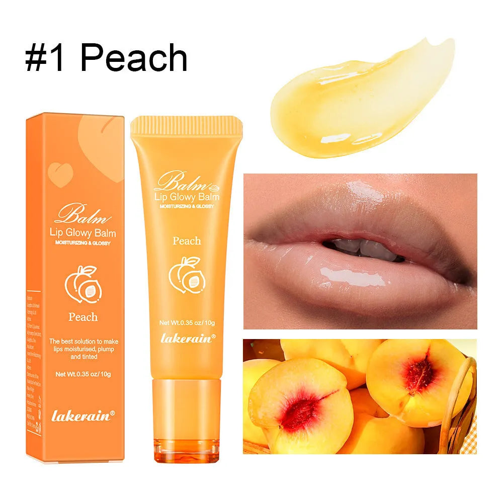 Women's flavoured lip gloss set showing four fruit flavour options