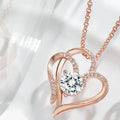 Women's 925 silver heart pendant necklace with diamond treatment in gold plating options
