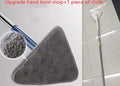 Blue extendable triangle cleaning mop with 360-degree rotating head on a stainless steel pole.