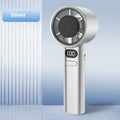 Compact handheld fan with 120 speeds and brushless motor available in green khaki silver and white