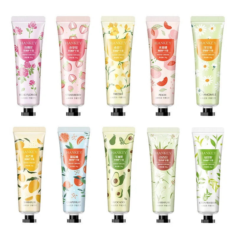 30g hand cream tube with multiple fragrance variant options for dry skin moisturising