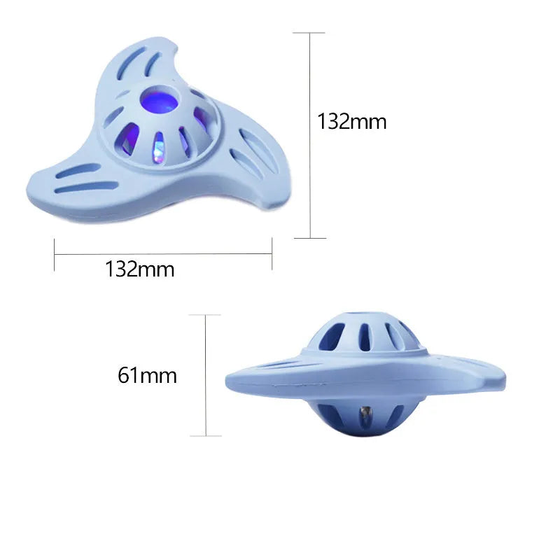 Blue boomerang-shaped dog toy with molar texture for medium and large breed dogs