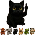 Mini resin animal doll making a middle finger gesture, shown in dog, cat, elephant, frog, highland cattle, mouse, and turtle styles.