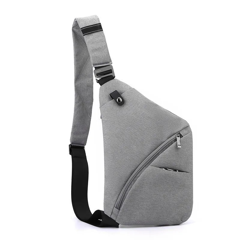 Men's solid colour Oxford cloth chest bag with shoulder strap for urban daily wear