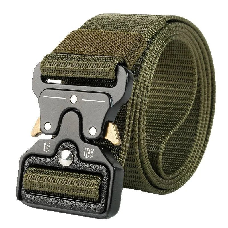 Men's thick canvas tactical belt with alloy quick-release buckle in various colours
