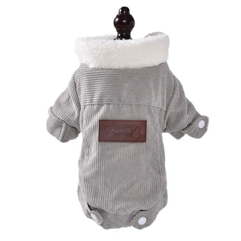 Lambswool grey dog vest with wool lining for autumn and winter warmth